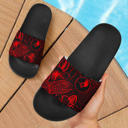 Yap Sandals - Turtle Hibiscus Pattern Red 1