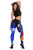 American Samoa Polynesian Custom Personalised  Legging - Humpback Whale with Tropical Flowers (Blue) 3