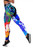 American Samoa Polynesian Custom Personalised  Legging - Humpback Whale with Tropical Flowers (Blue) 4