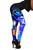 Polynesian Hawaii Legging - Kanaka Maoli Humpback Whale with Tropical Flowers (Blue) 3
