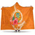 Tuvalu Polynesian Hooded Blanket - Orange Floral With Seal 1