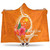 Papua New Guinea Polynesian Hooded Blanket - Orange Floral With Seal 1