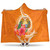 Nauru Polynesian Hooded Blanket - Orange Floral With Seal 1