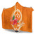 Kosrae Micronesia Hooded Blanket - Orange Floral With Seal 4
