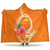 Papua New Guinea Polynesian Custom Personalised Hooded Blanket - Orange Floral With Seal 1