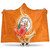 Niue Polynesian Hooded Blanket - Orange Floral With Seal 1