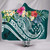 Kosrae Polynesian Hooded Blanket - Summer Plumeria (Turquoise) 1