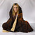 Polynesian Hawaii Hooded Blanket - Humpback Whale with Hibiscus (Golden) 5