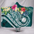 Nauru Polynesian Hooded Blanket - Summer Plumeria (Turquoise) 1