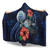 Fiji Polynesian Hooded Blanket - Blue Turtle Hibiscus 3