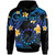Cook Islands Hoodie - Custom Personalised Polynesian Waves with Plumeria Flowers (Blue)