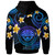 FSM Hoodie - Custom Personalised Polynesian Waves with Plumeria Flowers (Blue)