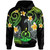 Vanuatu Hoodie - Custom Personalised Polynesian Waves with Plumeria Flowers (Green)