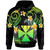 Wallis and Futuna Hoodie - Custom Personalised Polynesian Waves with Plumeria Flowers (Green)