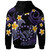 Cook Islands Hoodie - Custom Personalised Polynesian Waves with Plumeria Flowers (Purple)