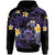 Tuvalu Hoodie - Custom Personalised Polynesian Waves with Plumeria Flowers (Purple)