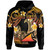 Tokelau Hoodie - Custom Personalised Polynesian Waves with Plumeria Flowers (Orange)