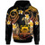 Tuvalu Hoodie - Custom Personalised Polynesian Waves with Plumeria Flowers (Orange)