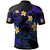 Cook Islands Polo Shirt - Custom Personalised Polynesian Waves with Plumeria Flowers (Blue)
