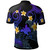Papua New Guinea Polo Shirt - Custom Personalised Polynesian Waves with Plumeria Flowers (Blue)