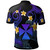Wallis and Futuna Polo Shirt - Custom Personalised Polynesian Waves with Plumeria Flowers (Blue)