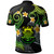 Tuvalu Polo Shirt - Custom Personalised Polynesian Waves with Plumeria Flowers (Green)