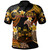 Fiji Polo Shirt - Custom Personalised Polynesian Waves with Plumeria Flowers (Orange)