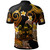 Fiji Polo Shirt - Custom Personalised Polynesian Waves with Plumeria Flowers (Orange)