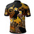 Papua New Guinea Polo Shirt - Custom Personalised Polynesian Waves with Plumeria Flowers (Orange)
