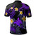 Papua New Guinea Polo Shirt - Custom Personalised Polynesian Waves with Plumeria Flowers (Purple)