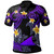 Tokelau Polo Shirt - Custom Personalised Polynesian Waves with Plumeria Flowers (Purple)
