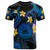 American Samoa T-shirt - Custom Personalised Polynesian Waves with Plumeria Flowers (Blue)
