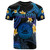 American Samoa T-shirt - Custom Personalised Polynesian Waves with Plumeria Flowers (Blue)