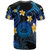 American Samoa T-shirt - Custom Personalised Polynesian Waves with Plumeria Flowers (Blue)
