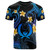 Pohnpei T-shirt - Custom Personalised Polynesian Waves with Plumeria Flowers (Blue)