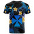 Wallis and Futuna T-shirt - Custom Personalised Polynesian Waves with Plumeria Flowers (Blue)