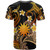 Nauru T-shirt - Custom Personalised Polynesian Waves with Plumeria Flowers (Orange)