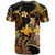 Papua New Guinea T-shirt - Custom Personalised Polynesian Waves with Plumeria Flowers (Orange)