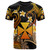 Wallis and Futuna T-shirt - Custom Personalised Polynesian Waves with Plumeria Flowers (Orange)
