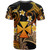 Wallis and Futuna T-shirt - Custom Personalised Polynesian Waves with Plumeria Flowers (Orange)