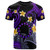Cook Islands T-shirt - Custom Personalised Polynesian Waves with Plumeria Flowers (Purple)
