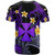 Wallis and Futuna T-shirt - Custom Personalised Polynesian Waves with Plumeria Flowers (Purple)