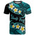 Fiji Crest Custom Personalised T-Shirt - Plumeria Polynesian Vibe Turquoise 2