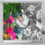 Chuuk Shower Curtain White - Turtle Plumeria Banana Leaf 1