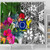 Cook Islands Shower Curtain White - Turtle Plumeria Banana Leaf 4