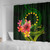 Cook Islands Polynesian Shower Curtain- Floral With Seal Flag Color 2