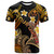 Personalized Kanaka Maoli T-shirt - Hawaii Polynesian Waves with Plumeria Flowers (Orange)
