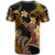 Personalized Kanaka Maoli T-shirt - Hawaii Polynesian Waves with Plumeria Flowers (Orange)