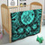 Hawaii Premium Quilt Map Honu Hibiscus Polynesian Turquoise