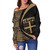 Fiji Off Shoulder Sweatshirt Coat Of Arm Lauhala Gold Circle